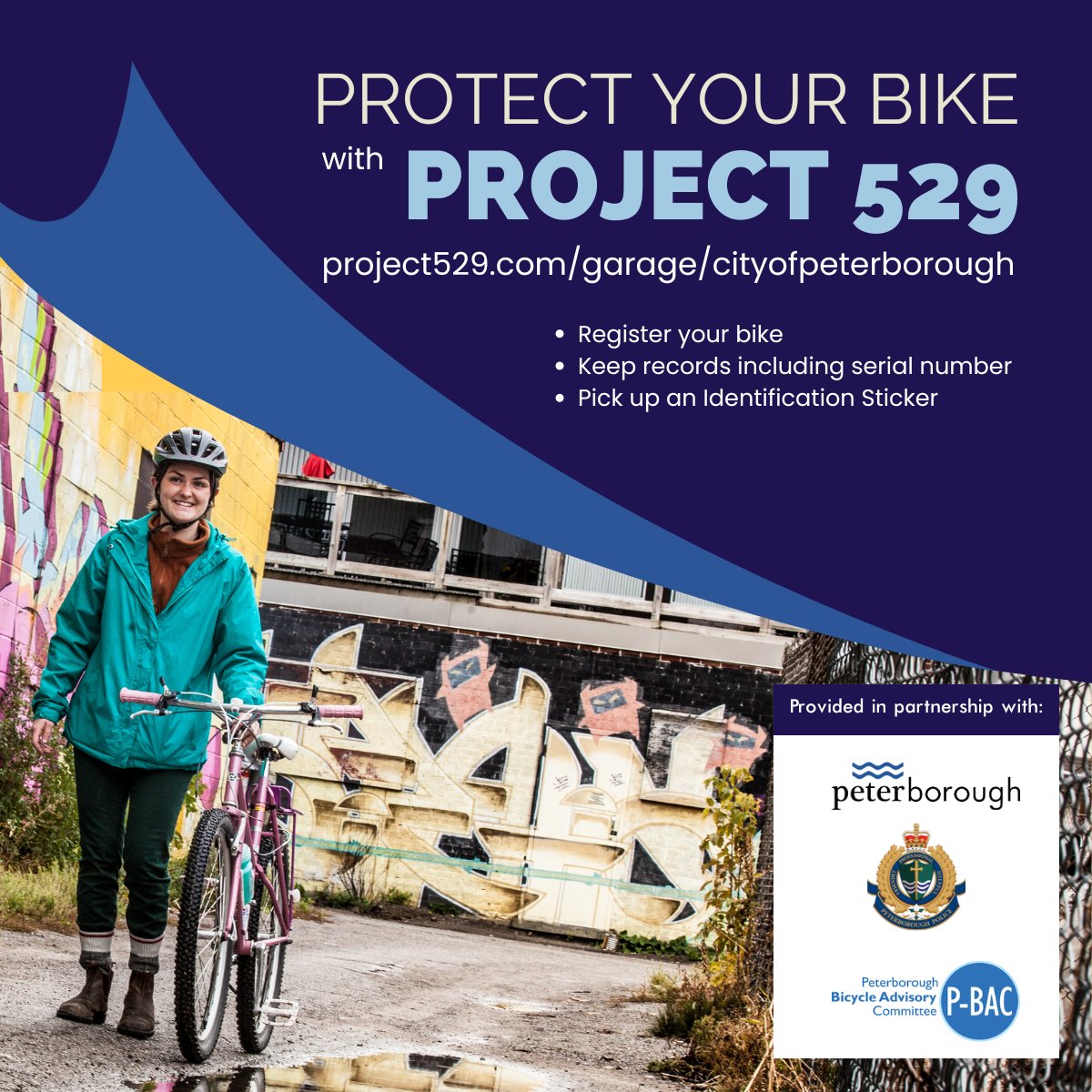 Help keep your bike safe 🚲🚲🚲
We've partnered with @ptboPolice and @PtboBikeAdvComm on a new bike registration system.
Register with 529 Garage today at project529.com/garage/cityofp…

#BikeRegistry #ActiveTransportation