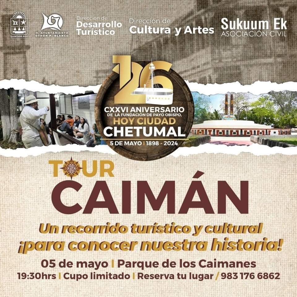 ¡Celebremos juntos los 126 años de la fundación de Payo Obispo, hoy nuestra bella capital #Chetumal! 🎉 🙌🏽 Les compartimos la cartelera de las actividades para este 4 y 5 de Mayo, habrá más de 100 expositores, música, historia, gastronomía y mucho más. 💃🏻

¡Asistan con toda la…