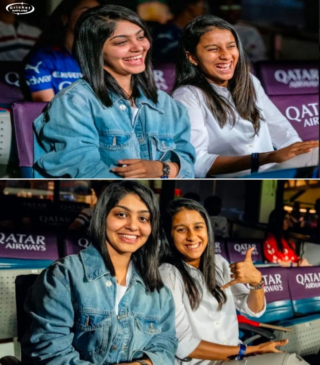 Indian Women's betters Harleen Deol and Jemimah Rodrigues attandance in Chinnaswamy Stadium 🏟️ 
.
📷 IPL
.
#RCBvsGT #IPL2024 #HarleenDeol #JemimahRodrigues #ChinnaswamyStadium