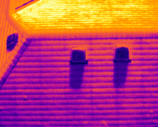 Depending on if your at the right angle, sometimes you might be able to see some hail marks on thin metal casings on roofs.   #ThermalDrone #Drones #SmallBusinessSaturday #DroneBusiness #Business