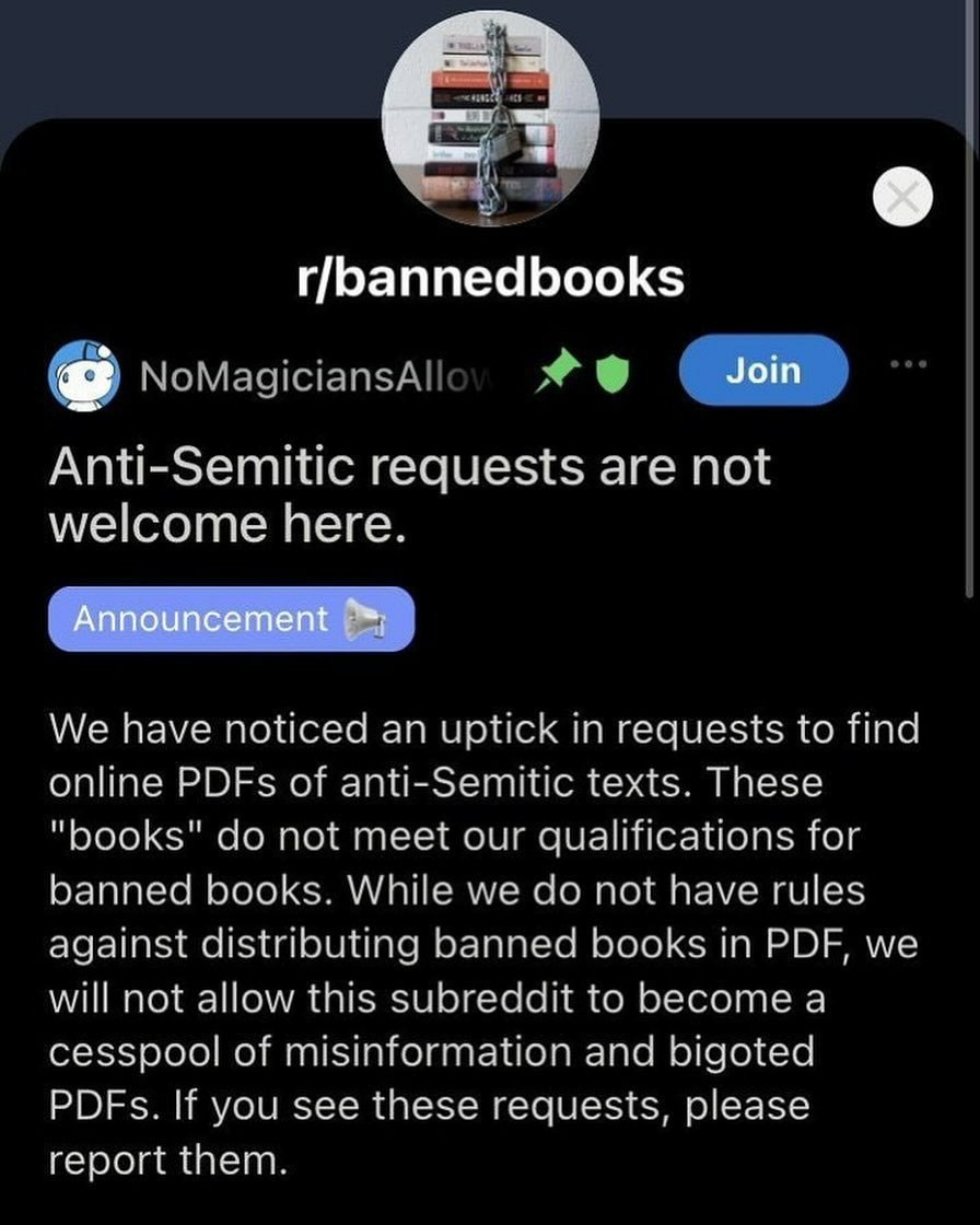 The zionist's have censored r/bannedbooks subreddit, managing to ban certain books 🤡🌍