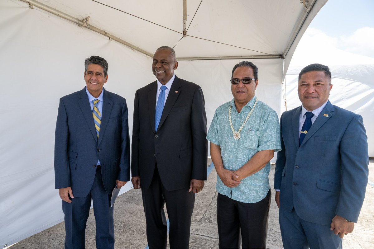 Archive: Lloyd J. Austin III (@secdefaustin) on Twitter photo It was great to see President Whipps, President Simina, and Minister Kaneko at the <a href="/INDOPACOM/">U.S. Indo-Pacific Command</a> Change of Command yesterday.
Our partnerships with the Freely Associated States are deeper than ever thanks to strong bipartisan support from Congress. It was great to see President Whipps, President Simina, and Minister Kaneko at the <a href="/INDOPACOM/">U.S. Indo-Pacific Command</a> Change of Command yesterday.
Our partnerships with the Freely Associated States are deeper than ever thanks to strong bipartisan support from Congress.