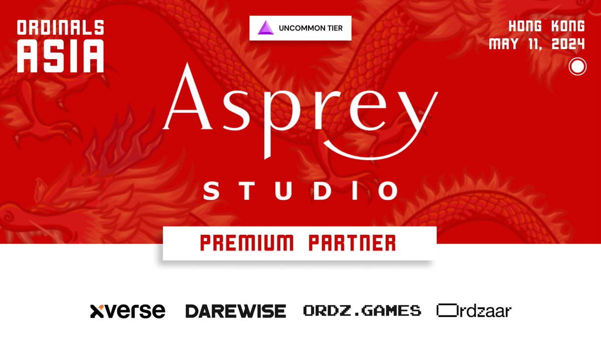 🐲 PARTNER ANNOUNCEMENT 🐲 @AspreyStudio is a premium partner for @Ordinals_Asia in Hong Kong! Asprey Studio is an innovative end-to-end studio, compromising of a design studio, club, gallery and workshop.