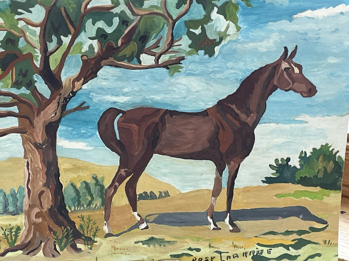 We found this long lost painting by my grandmother, she really captured the essence of the thoroughbred race horse.