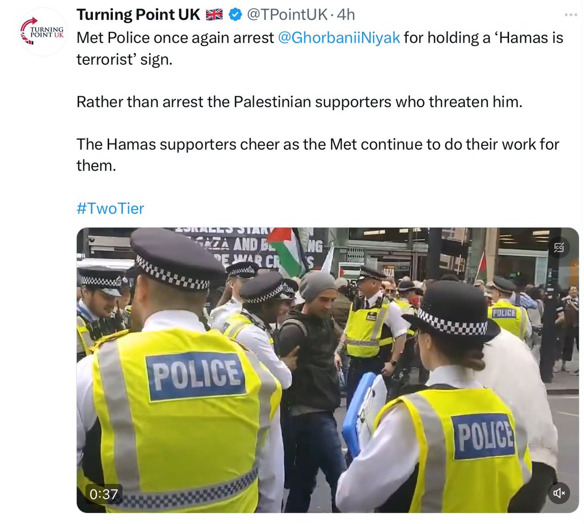 Turning Point have finally got something right. This IS #TwoTier policing.

Had he been any other ethnicity, this #Iranian national would have been #deported by now. Get him off to #Rwanda, with £3,000 not to pass Go if necessary.

He must not be allowed to waste #police time.