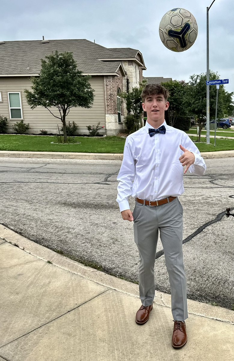 There will be 100’s of prom pictures taken tonight, but this is my son - happy, handsome, a faithful friend, and always content with a ball at his feet. #hawkyeah #prom24