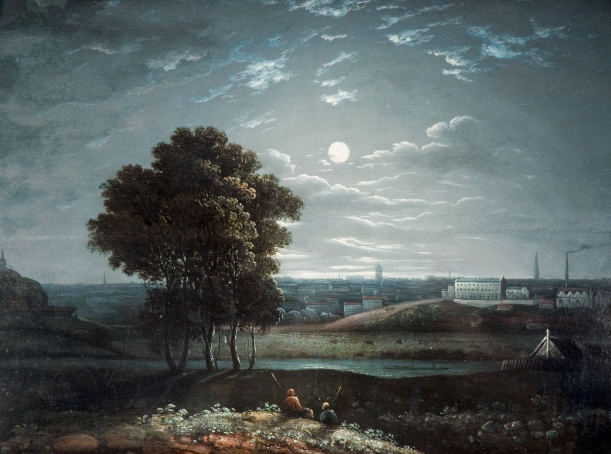 Such a favourite. Birmingham by Moonlight, circa 1800-1850, artist unknown.