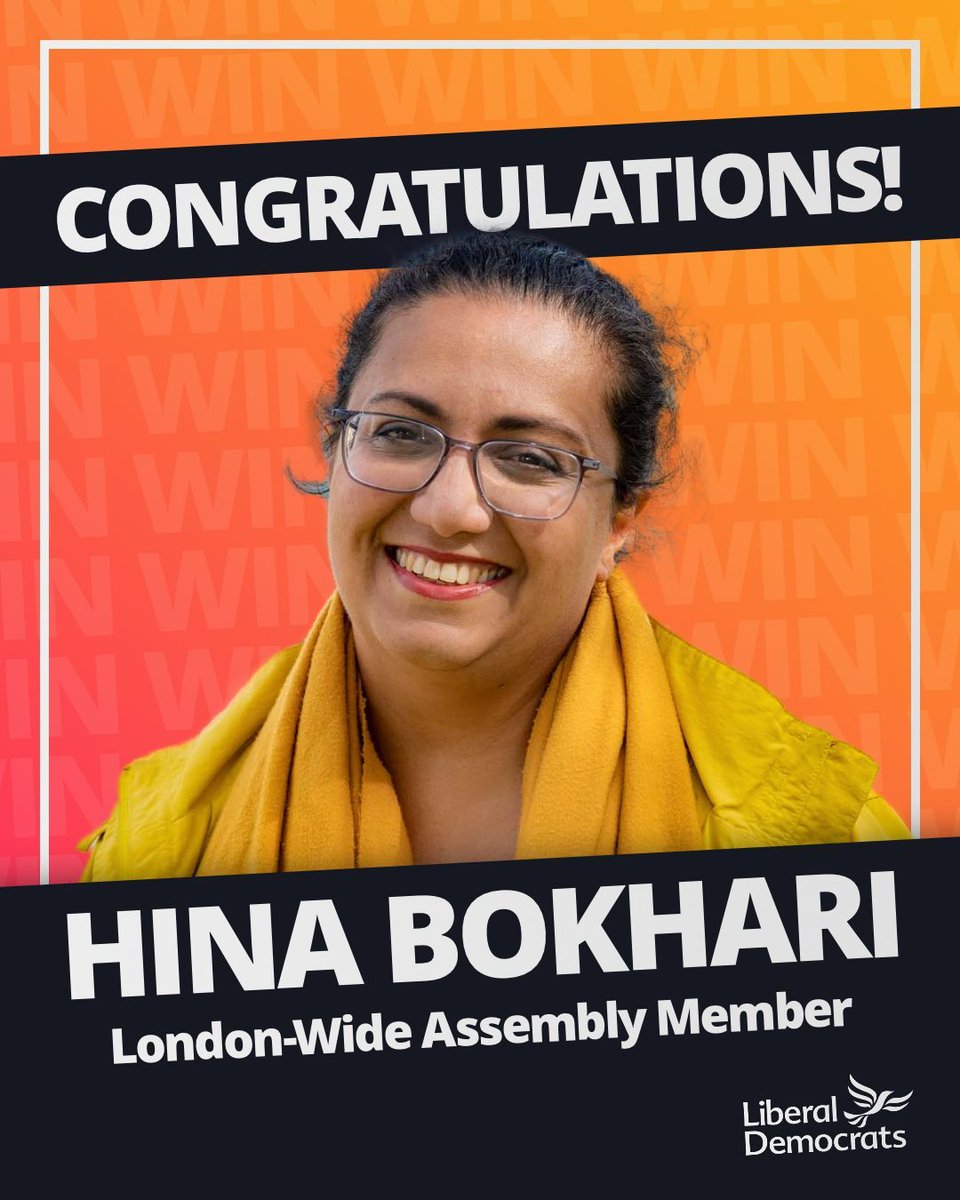 Hina Bokhari is re-elected to the London Assembly 🥳