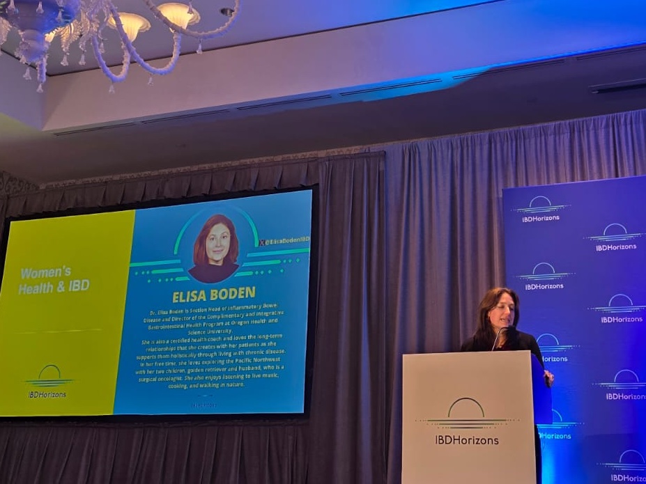#IBDHorizons24 @ElisaBodenIBDMD How would you answer this #WomensHealth Q? Which is FALSE: A. Flex sigmoid w/o sedation safe during🤰 B. Active dz a/w ⬆️risk of🤰complications C. All advanced tx is contraindicated during🤰 D. Thiopurines a/w ⬆️ risk of cervical dysplasia
