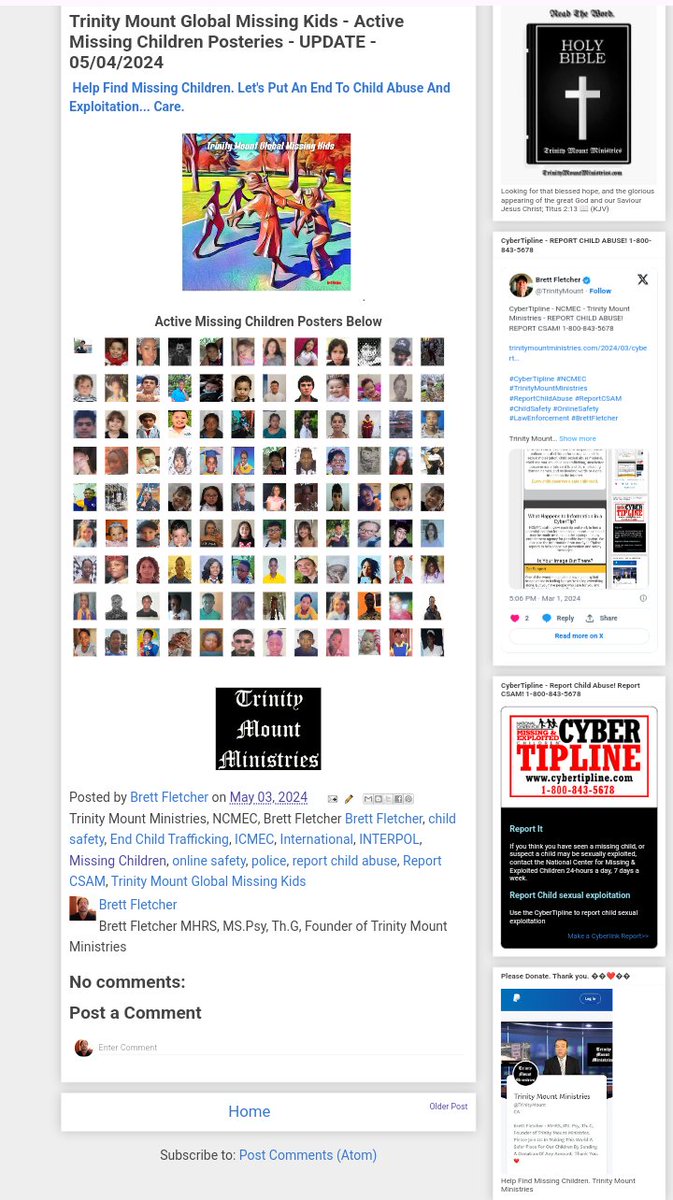 Trinity Mount Global Missing Kids - Active Missing Children Posteries - UPDATE - 05/04/2024 trinitymountministries.com/2024/05/trinit… #TrinityMountGlobalMissingKids #TrinityMountMinistries #MissingChildren #ChildSafety #OnlineSafety #ICMEC #INTERPOL #EndChildTrafficking #ReportChildAbuse