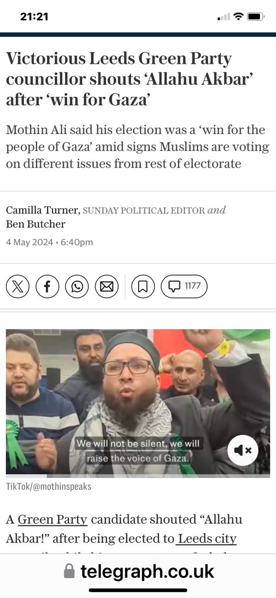 sandieshoes 🇬🇧🇺🇸 on X: "Victorious Leeds Green Party councillor shouts 'Allahu  Akbar' after 'win for Gaza' “ We are now seeing the “fledgling signs of a  reconfiguration in British politics” where Muslims