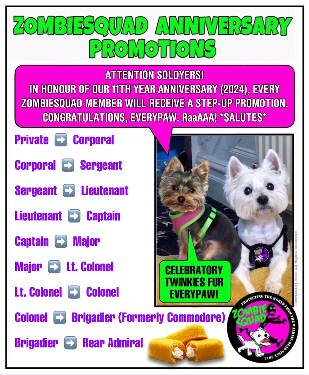 Hey bestie look we've been promoted to Brigadiers!! Can you imagine us actually being Brigadiers??? WOWWEE fanks Zombie Squad 🫡🫡
@Norman_Dillon1 #BovverBoys #ZSHQ #BrigadierBesties