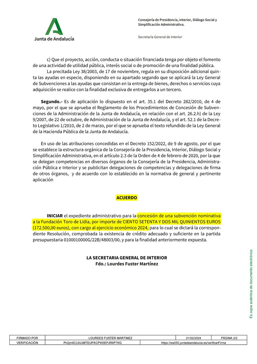 Estáis vosotros buenos para criticar las subvenciones cuando os acaban de ingresar una, el pasado día 16 de abril, de 172.500 € cc @AndaluciaJunta