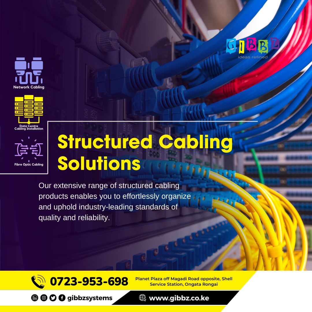 Looking for top-notch Structured Cabling Solutions? Look no further! Reach out today on 0723 953 698 and elevate your connectivity!  
.
.
.
#gibbzsystems #gibbzke #StructuredCabling #CommunicationSolutions #BusinessConnectivity