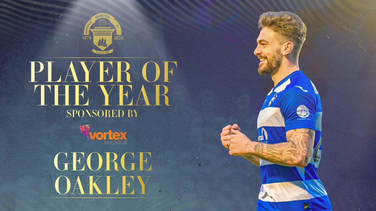 🏆 Finally as voted for by you, the Greenock Morton Player of the Year is George Oakley!

Thank you to Vortex Electrical for sponsoring this award 👏