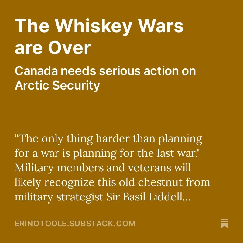 The Defence Policy Update outlined more ambition in the Arctic, but this must lead to concrete action. My latest Substack based on my @CDRmagazine op-ed. open.substack.com/pub/erinotoole…