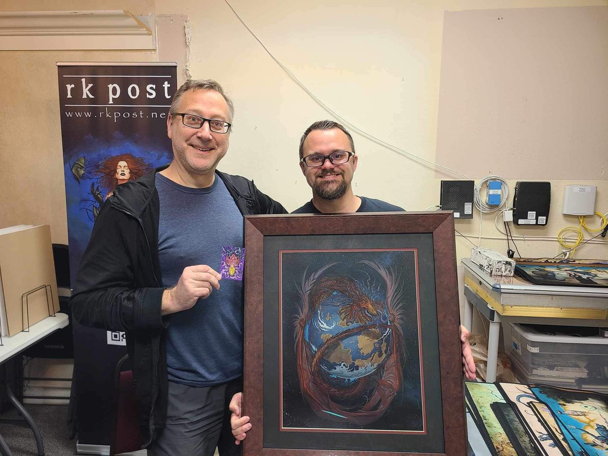 Great time hanging with @postrk at cardbordia today!! I brought worldgorger dragon framed so he could see it again and get a photo together! Rk will always be a special artists to me because is the first artist I met in person and the artist who told me about original mtg art!