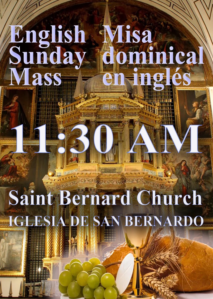 We're starting this #Sunday & you're welcome!
From 5th May
English #HolyMass each Sunday 11:30 AM at 'Las Bernardas' Church in Alcalá
Join us to celebrate & worship!
+++
Este 5 de mayo empezamos a celebrar la #SantaMisa en inglés cada domingo a las 11.30 hs en Las Bernardas
¡Ven!