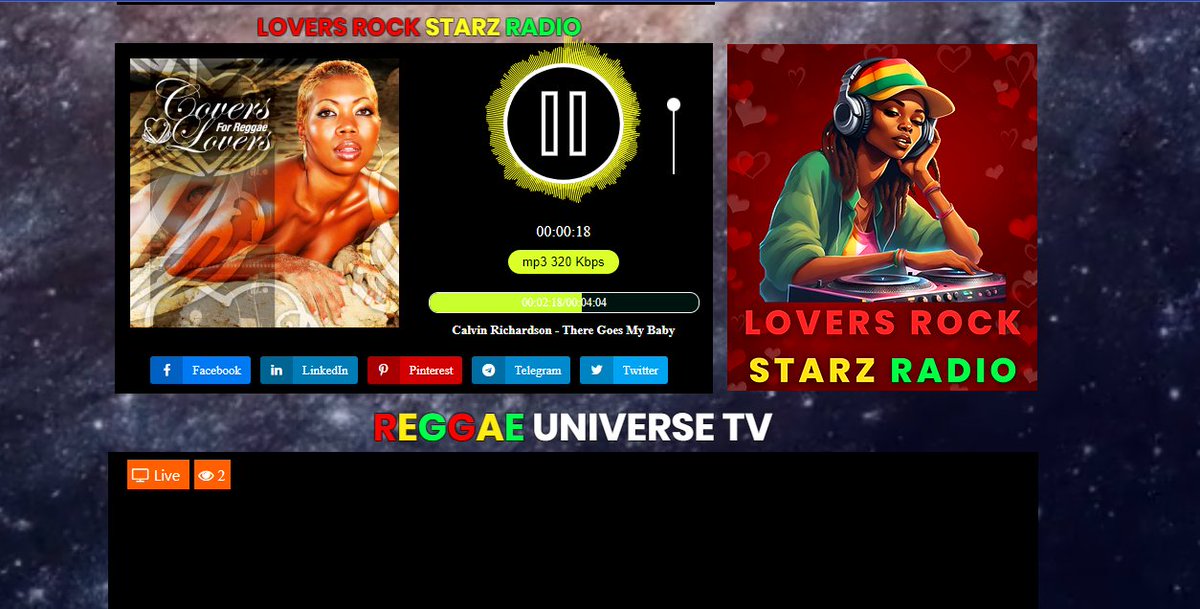 Radio Lovers Rock Starz
🔊joue actuellement⏯Calvin Richardson-There Goes My Baby@ reggae-universe.com/#LoversRockSta… @ReggaeStarz_RSR @LRG_ENT_GROUPUK @reggaeunivrse @reggaeunrecords @reggaeunivrsetv #Reggae #soca #dancehall #loversrock #afrobeat #DubNation #Jamaïque #universStreamReggae🌍