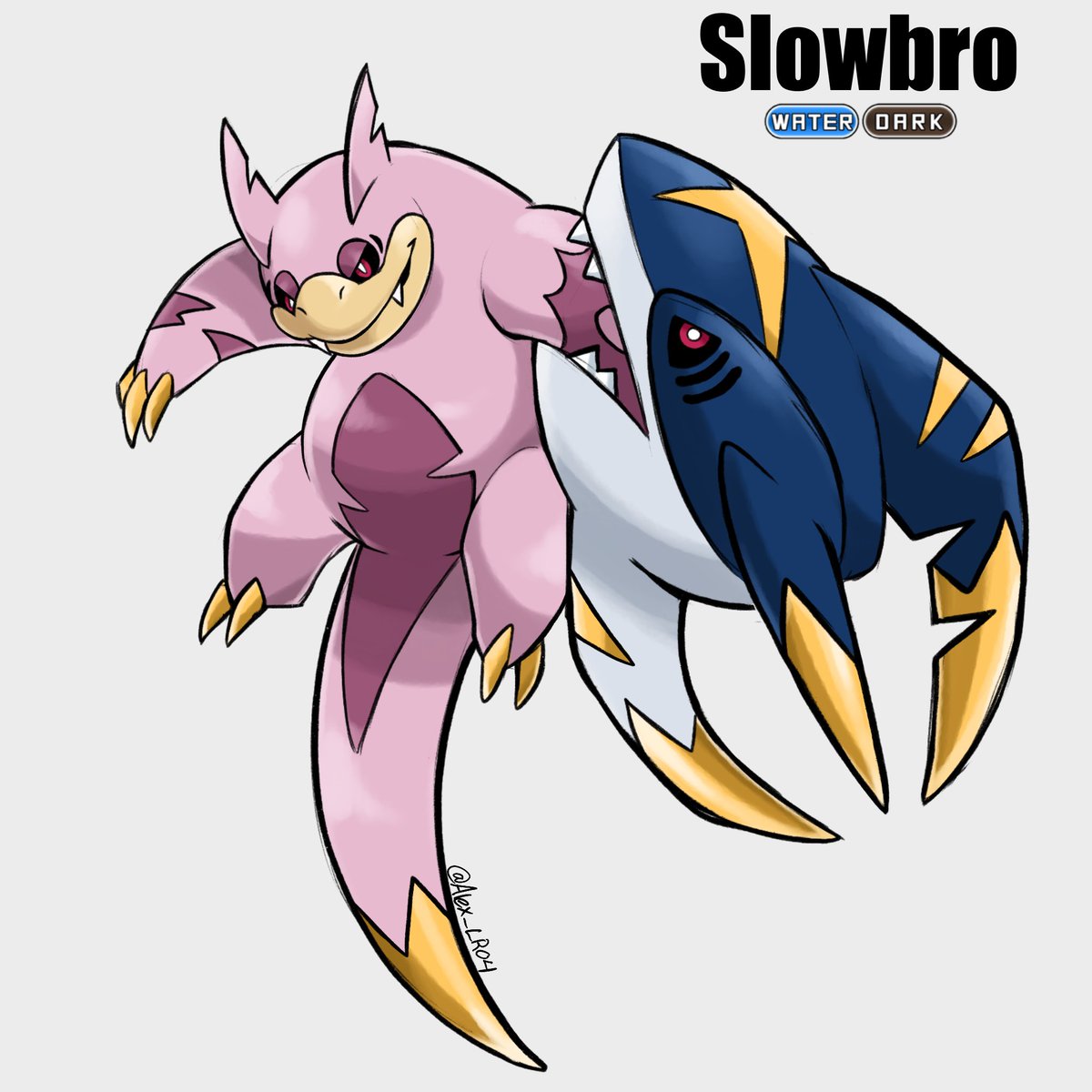 Ok, so I had this idea for a long time haha, but I couldn’t manage to make it right, it was pretty difficult to put a Sharpedo on a Slowpoke haha, but here it is, the terror of the seas, Slowbro 🦈🌊🌊 #Fakemon #Pokemon #Originalart