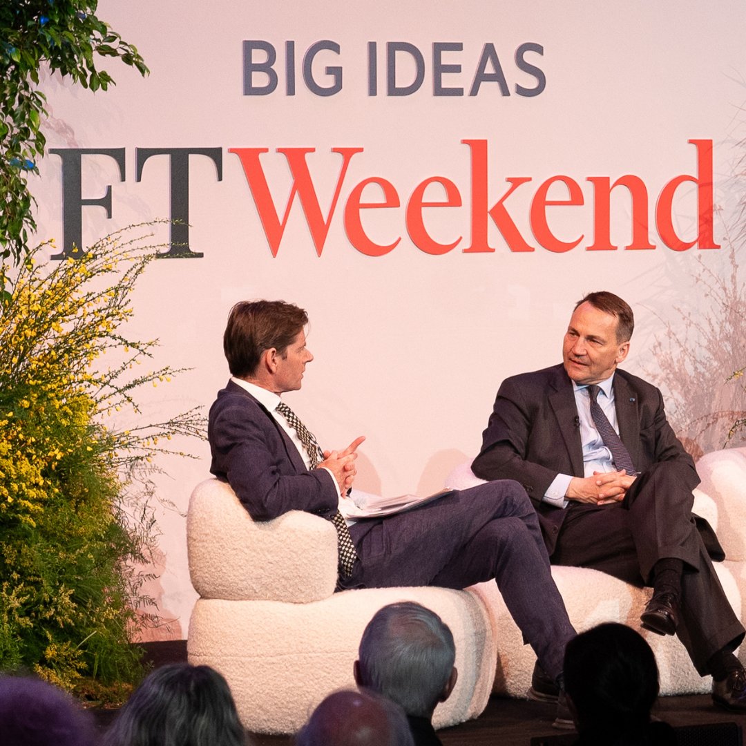 Poland's minister of foreign affairs, Radoslaw Sikorski, at the FT Weekend Festival: U.S. edition 2024. @sikorskiradek | @PolishEmbassyUS | #FTWeekendFestival