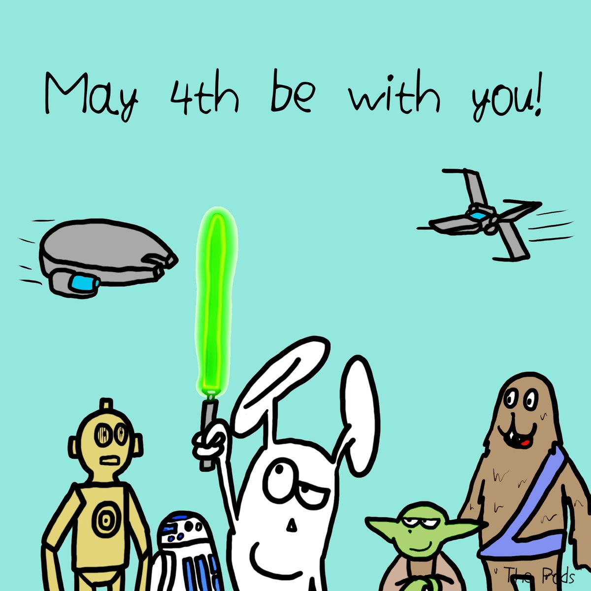 The force will be with you always, happy #StarWarsday everyone! #maytheforcebewithyou #maythe4thbewithyou #starwars #skywalkersaga #lightsaber #lightsabers #yoda #jedi #theforce #c3po #r2d2 #meetthepods #thepods #bunnypod #may4th #may4thbewithu #may4th2024 #may4thbewithyou