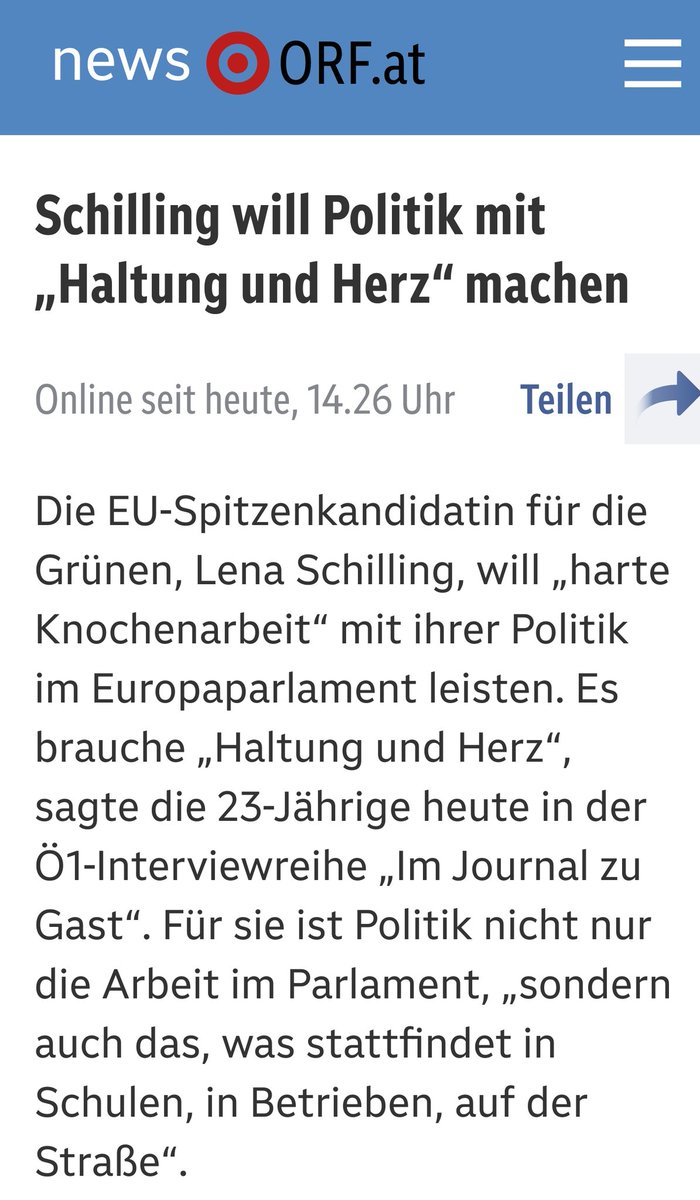 EU-Spitzenkandidatin der Grünen 🇦🇹, Lena Schilling, will Politik mit „Haltung und Herz“ machen. Ich persönlich finde Politik mit Verstand viel besser! Deshalb ---> FPÖ 💙! orf.at/stories/335633…