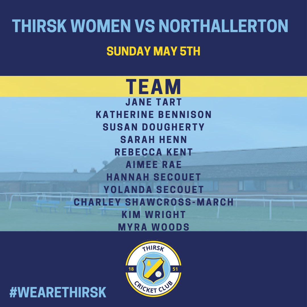 Tomorrow our Thirsk women are away, taking on Northallerton! #wearethirsk #thirskcc #yorkshirecricket #cricket