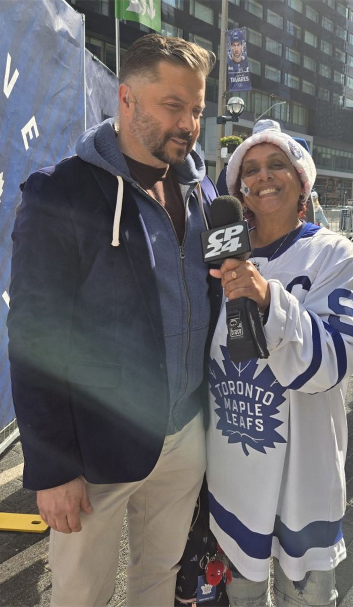 Being interviewed by a Maple Leaf fan is the best outside Maple Leaf Square. Game 7 starts at 8 pm.