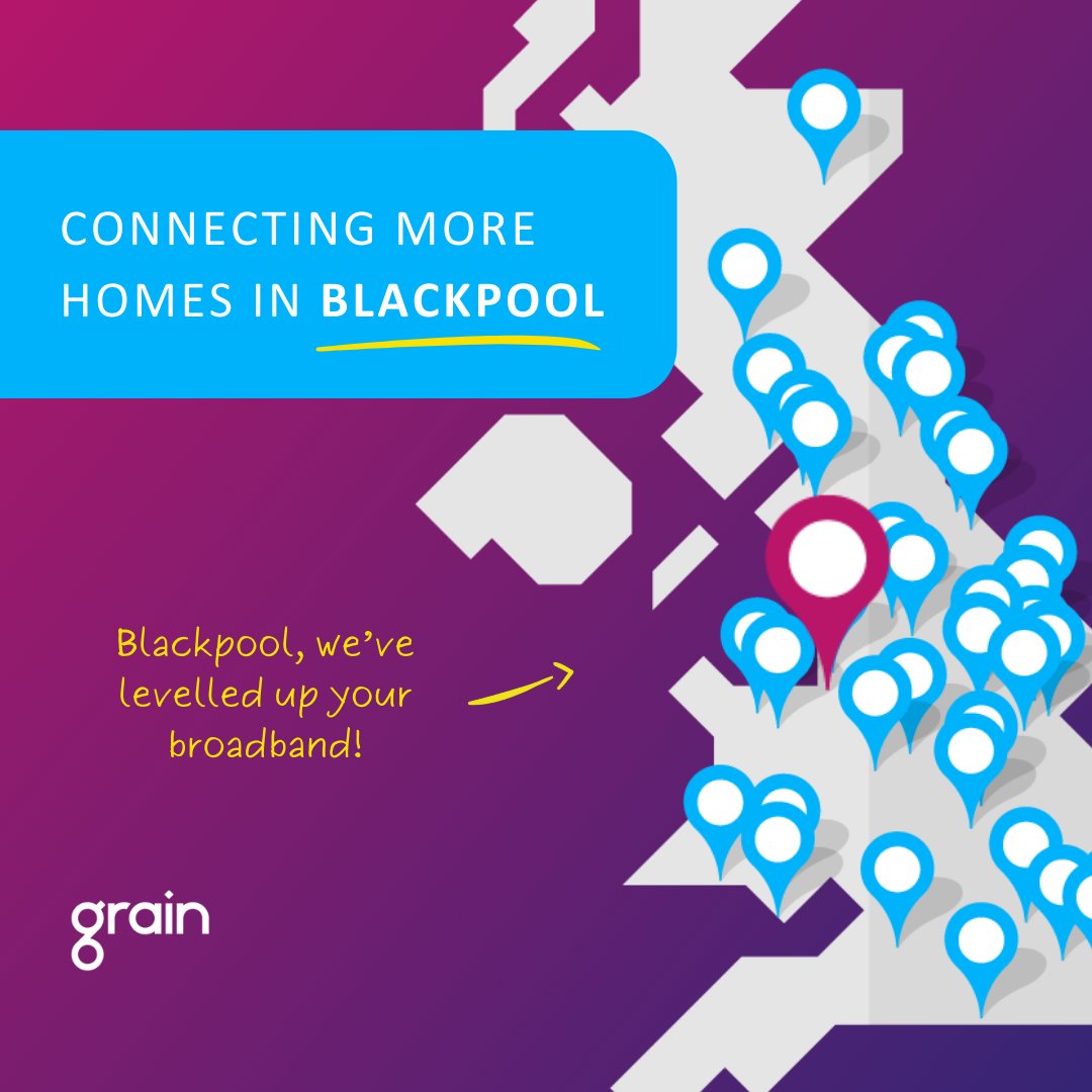 Blackpool, we're live and installing even MORE homes in your area! 

Ready to feel the force of Full Fibre? Check to see if we are live on your street: grainconnect.com/check/

#Blackpool #FullFibre #Broadband