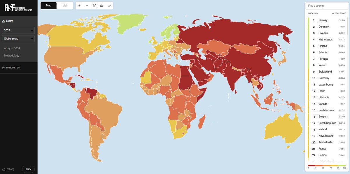 The latest World Press Freedom Index just got released. Congratulations to the US for ranking at an impressive 55 out of 180 countries. Having a free press is a cornerstone of a functioning democracy. We must collectively do better! Source: buff.ly/44zrC4X