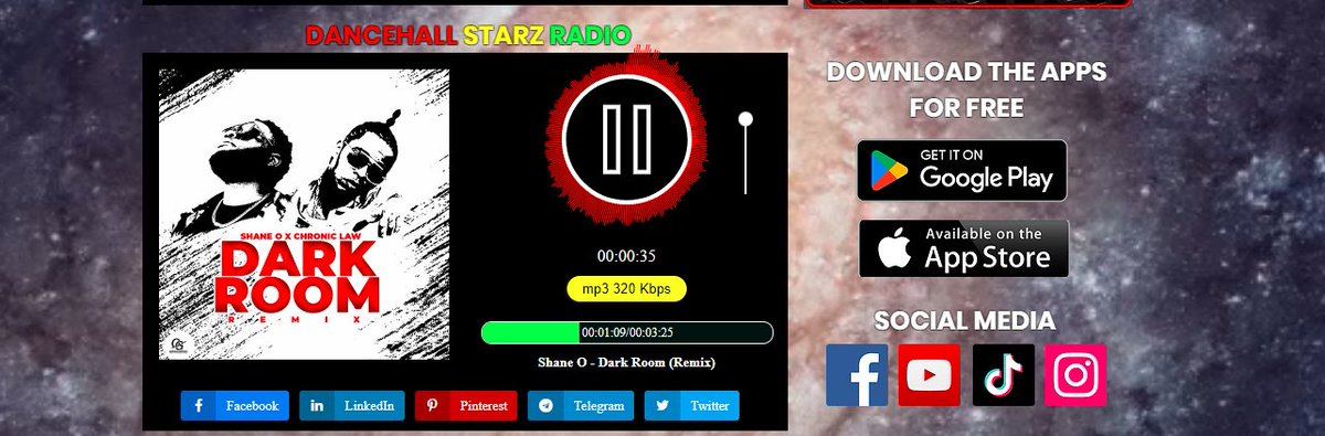 Dancehall Starz Radio
🔊Now Playing⏯Shane O-Dark Room (Remix) @ reggae-universe.com #DancehallStarzRadio @ReggaeStarz_rsr @LRG_ENT_GROUPUK @reggaeunivrse @reggaeunrecords @reggaeunivrsetv  #trap #Reggae #soca #dancehall #loversrock #afrobeat #Jamaica #StreamReggaeUniverse