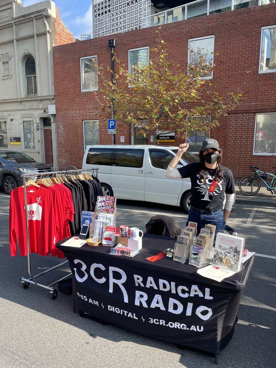 Busy day for 3CR volunteers! Recording for rebroadcast at the Free Palestine rally and LIVE from the May Day event at Trades Hall 12-3pm. Palestine is Union Business. Listen NOW 🎧 #communityradio @FPMelbourne @APAN4Palestine