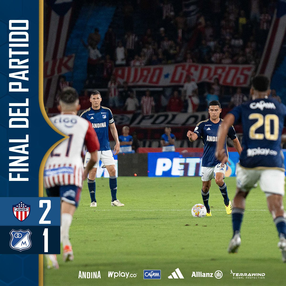 ⏱️ 90' Termina el partido en el Metropolitano. El camino en Liga continúa el sábado en nuestra casa frente al Pereira. ⚪️🔴 JUN 2️⃣ - 1️⃣ MFC 🔵⚪️