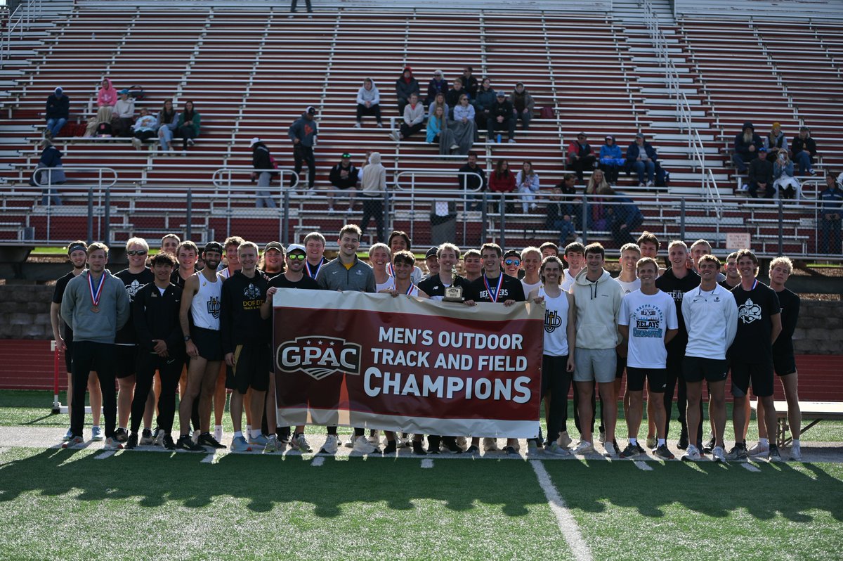 🏆🏆back-to-back champions! men's @duxc_tf wins the 2024 GPAC Outdoor Championship with 185pts 2nd consecutive outdoor championship and fifth straight year of placing among the top two teams