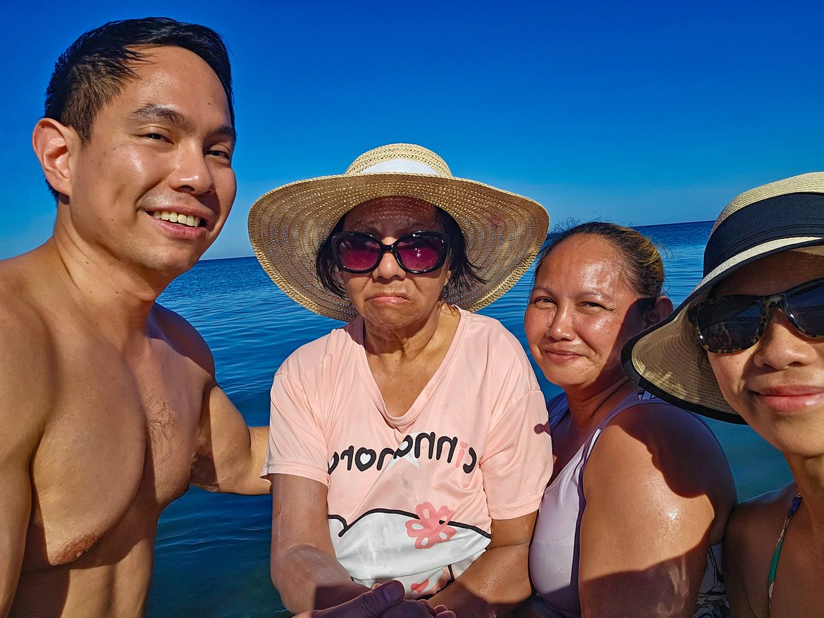 IG caption: Love you always, Mom - to the beach and beyond! 🏝️

Real life: Okay this is good - but keep the Gtube/PEG point above water... 😅

#Family #MemoryCare #Dementia