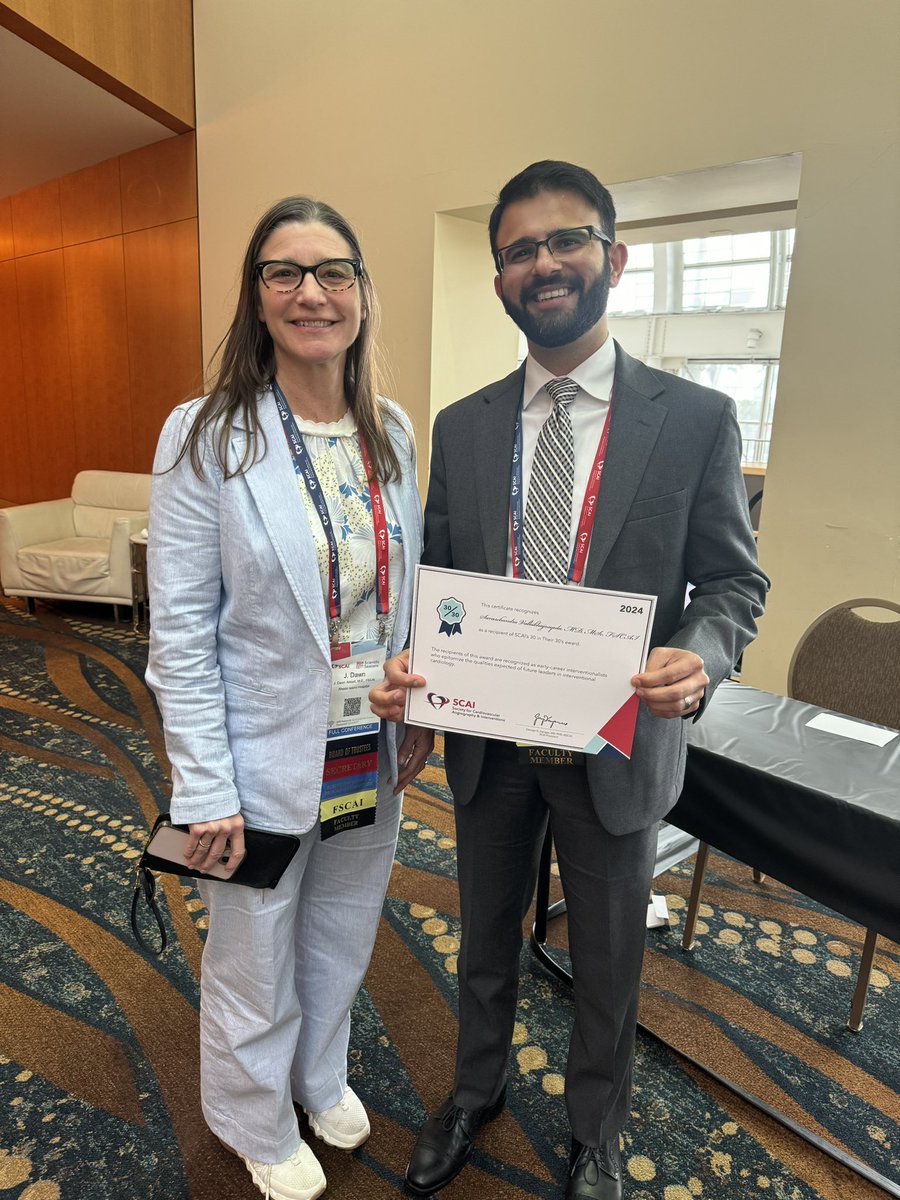 #SCAI2024 was special for so many reasons, but none more special than getting this award in the presence of my mentor, @JDawnAbbott1! She led a wonderful 3-days as the program chair! So excited for the future at @SCAI. @BrownMedicine @BrownCardiology @MarwanSaadMD @athenapoppas