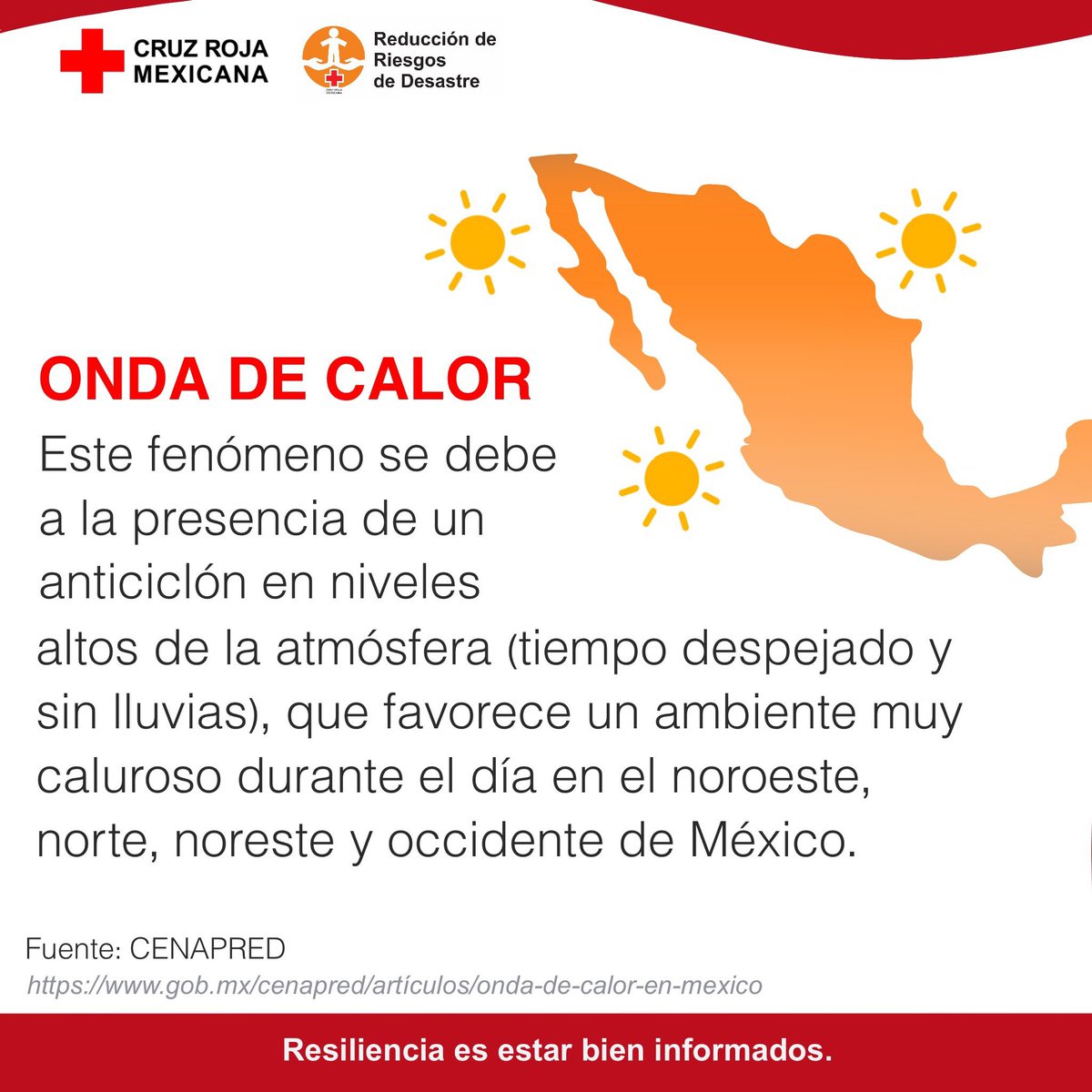 CruzRoja_MX's tweet photo. ¿Qué es una #OndaDeCalor
Y por qué se presenta en esta época? 

👩‍⚕️👨‍⚕️ A través de nuestro Programa de Reducción de Riesgos de Desastres emitimos la siguiente información.

Si quieres conocer que hacer en caso de golpe de calor. 

⬇️ #DaClic ⬇️

https://t.co/yBPABkXxuB https://t.co/rEoPpNm7KJ
