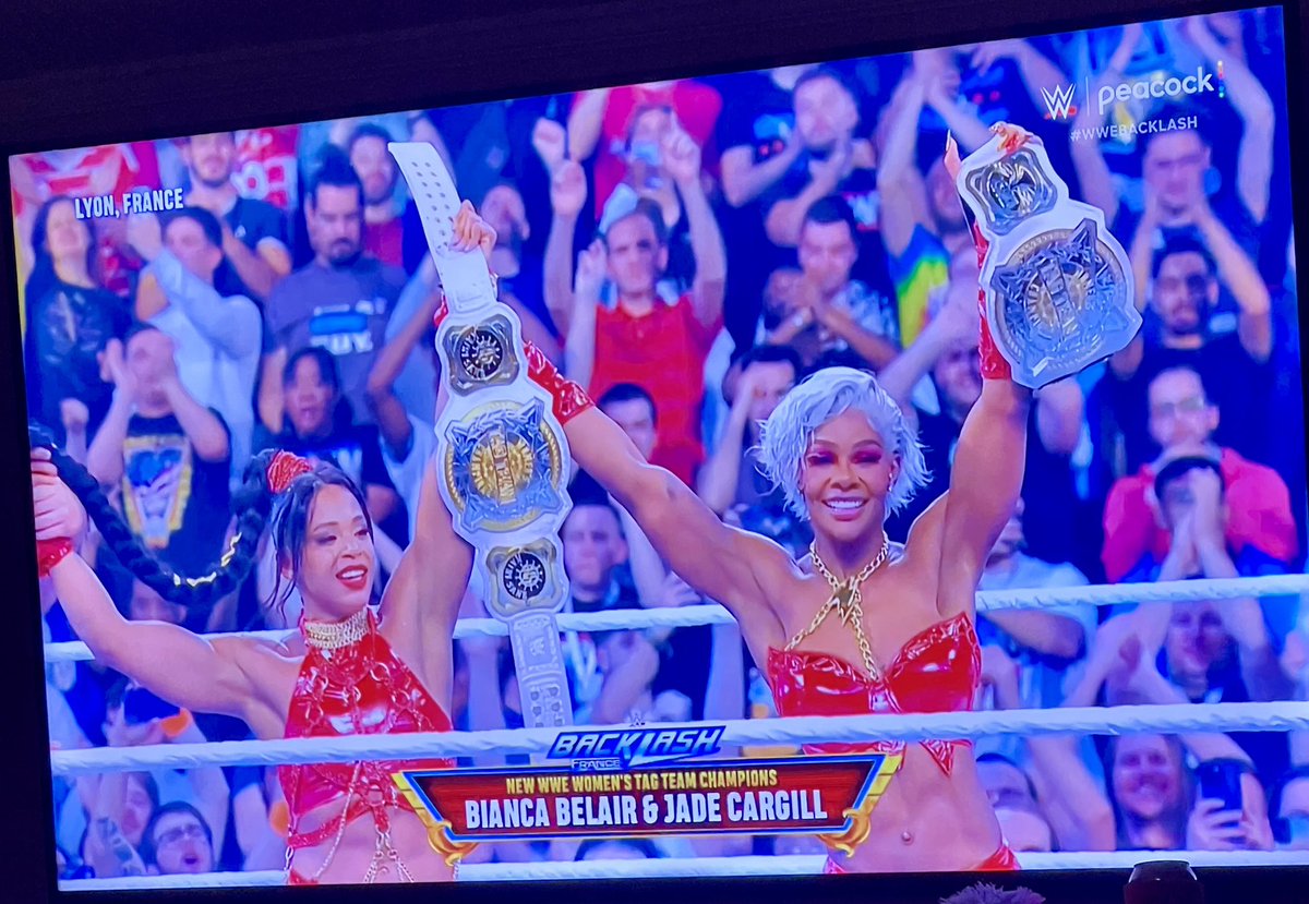 DCPlus's tweet photo. New name for this tag team is the #BuffBitchBrigade #TripleH make it happen! #wwe #wwebacklash https://t.co/8gCNKnj0te