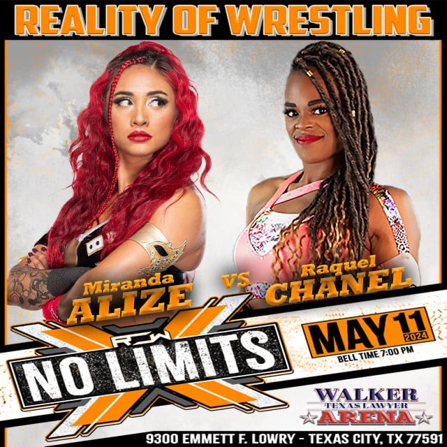 ‼️ MATCH ANNOUNCEMENT ‼️ @MirandaAlize_ makes her official ROW in ring return this Saturday against the one & only Fashionista of Pro Wrestling @RacheChanel in Texas City, Tx at the Walker Texas Lawyer Arena! #NoLimits LOCATION: 9300 Emmett F Lowry Expressway Texas City, TX…