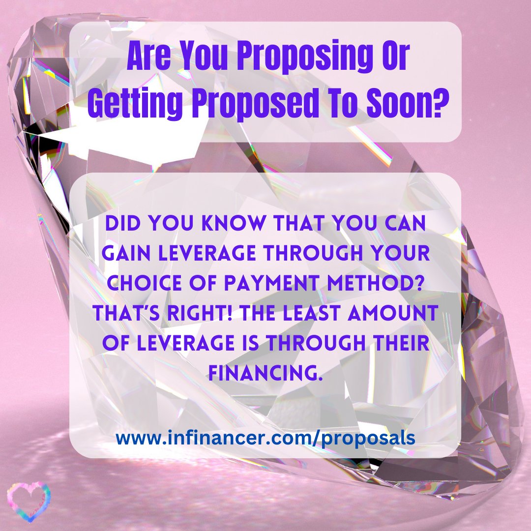 Did you know you can gain leverage at a jewelry store through the method of payment? The least amount of leverage comes from their financing options. #proposal #marriageproposal #engagement #jewelry #diamonds #proposalideas #jewelrystore #weddingbudget #weddingbands