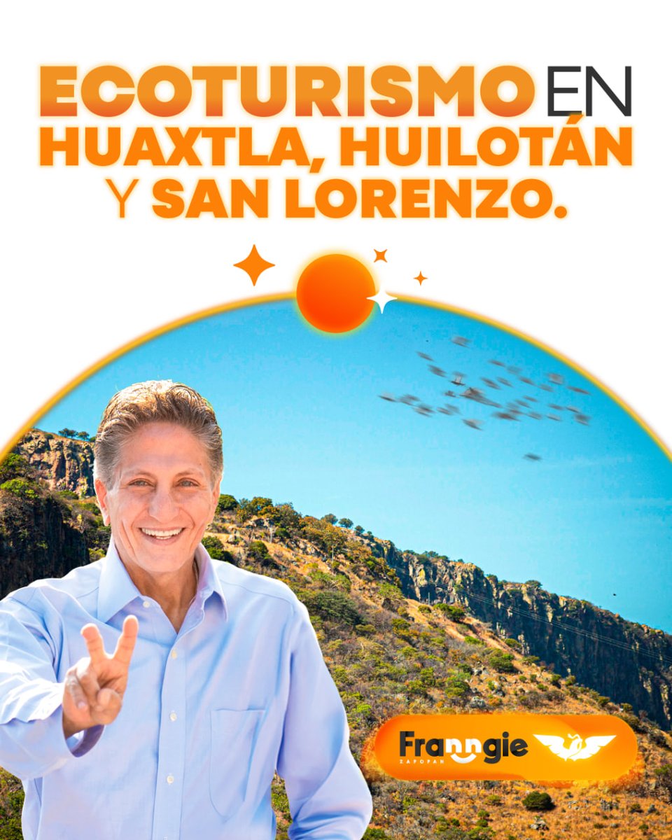 Soy Frangie y quiero ser presidente de Zapopan para que cada rincón sea valorado, visitado y cuidado. Por eso vamos a promover el ecoturismo para llevarlo A OTRO NIVEL, activando la economía de estas regiones y cuidando el medio ambiente en nuestras áreas naturales.