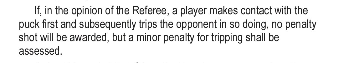 mirtle's tweet image. Part of Rule 57 in the NHL rulebook. Puck first doesn't negate a tripping call.