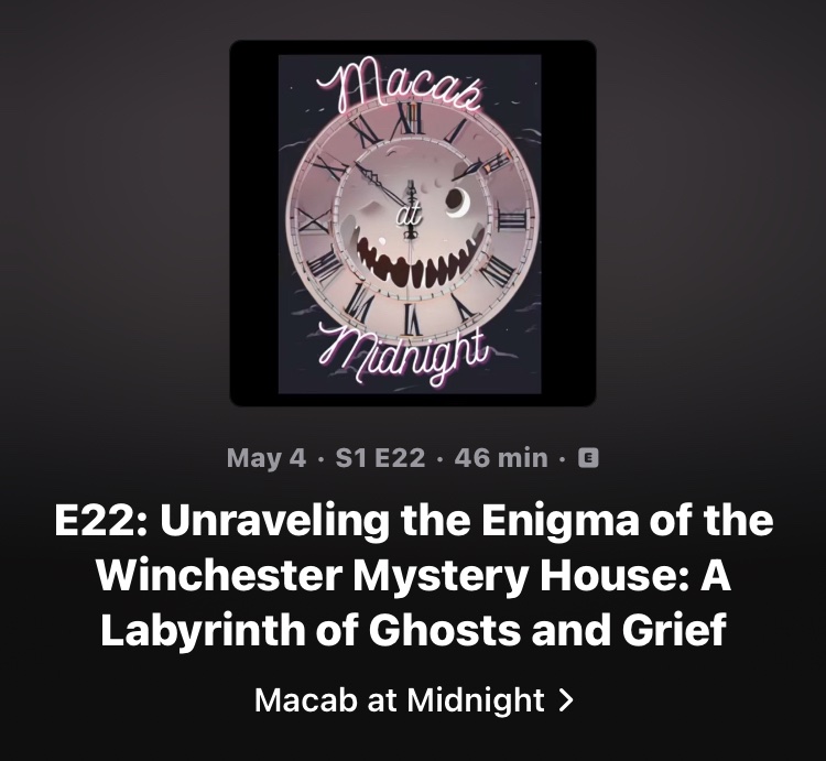 #winchestermysteryhouse  #podernfamily #listen #rate #review #newepisode #podcasters #podcastlife #creators #content #entertainment @MacabatMidnight  @GenuineChitChat podcasts.apple.com/us/podcast/mac…