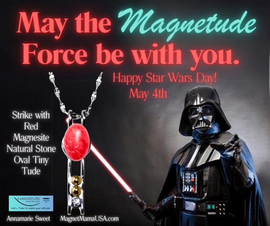 Today is the day to celebrate all things Star Wars. Join the jewelry rebellion— wear Magnetude! #StarWarsDay #MayTheFourth #ShopMagnetude #MagnetudeForce #magnetudejewelry #magnetmamausa #healthyjewelry #justforthehealthofit #therapeuticmagnets #naturallyhealthy #wearablewellness