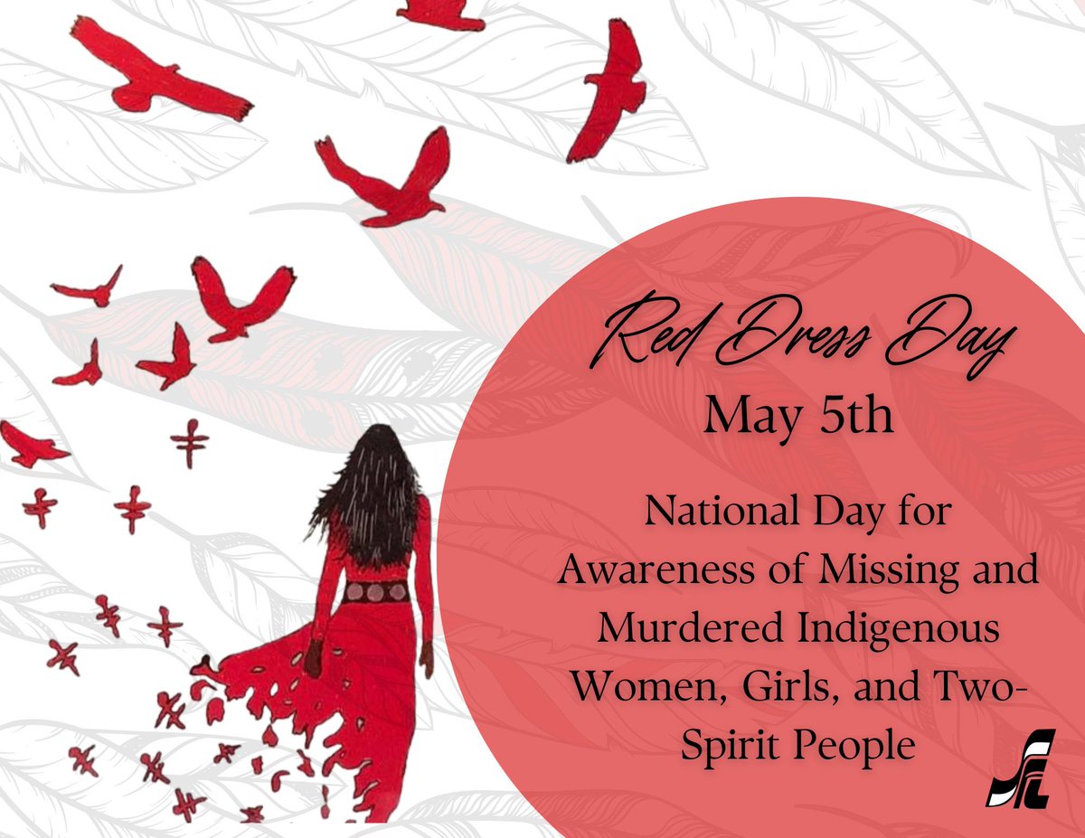 On May 5 we commemorate Red Dress Day, a solemn occasion to raise awareness of the devastating epidemic of violence against Indigenous women, girls and two-spirit people. #RedDressDay @SKFedLabour