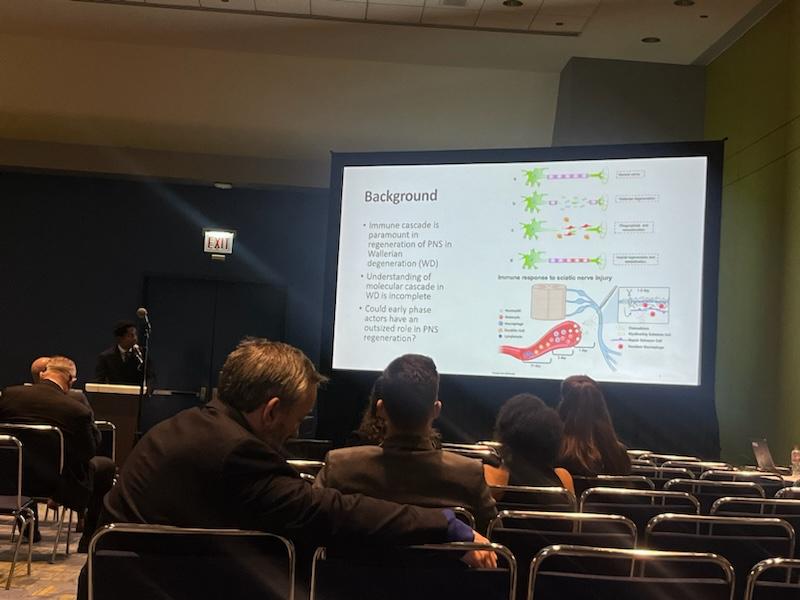 .@AyobamiWard is the future of peripheral nerve surgery! Presenting data on the proliferation of neutrophil extracellular traps following sciatic nerve crush injury! Co-resident at @umichneuro crushing it!

#AANS2024  #WhatMatters