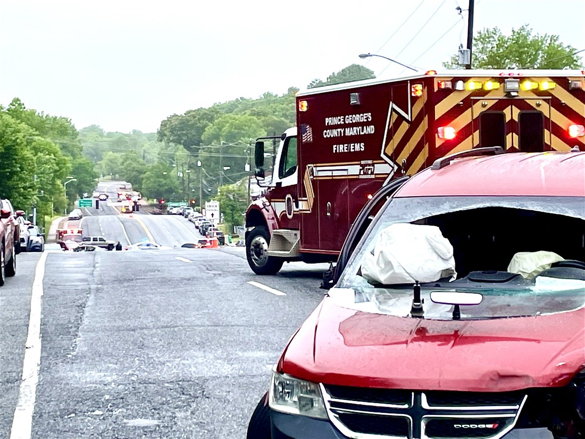 Approx 4:19pm PGFD units were dispatched to the 8100 block of Sheriff Rd in Landover for a rescue call. On scene crews found a multi-vehicle collision w/1 trapped. 1 patient extricated, 5 total patients transported, all with serious but not life threatening injuries.