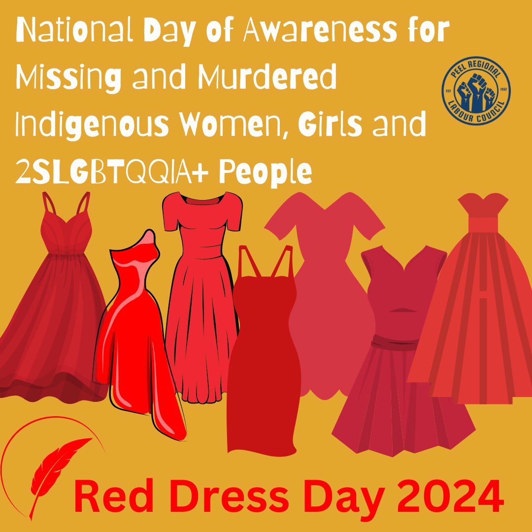 May 5, also known as #RedDressDay was inspired by Jamie Black, a Métis artist based in Manitoba. Black hung 100s of red dresses in public places to represent missing & murdered Indigenous women & girls & to bring awareness to the issue. Learn more here jaimeblackartist.com/exhibitions/