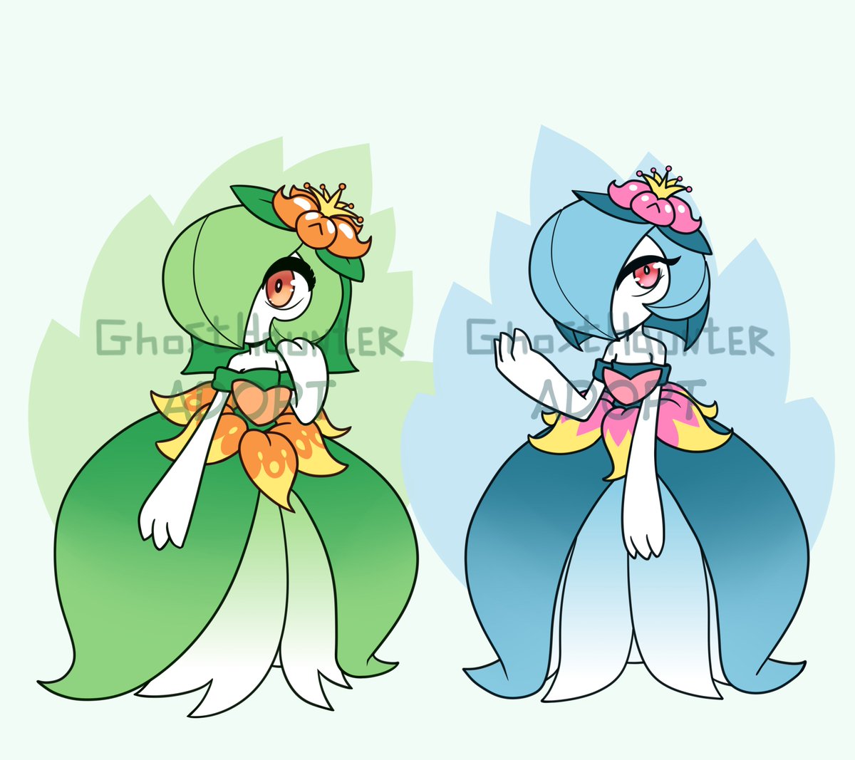 Selling #gardevoir + #lilligant #pokemon fusion #adopts

SB for regular: 60USD
SB for shiny: 60USD
MI: 5USD

If you bid more than 150USD, i'll draw reference sheet (2 fullbody + 2 head + palette)
Auction ends after 24 hours since last bid